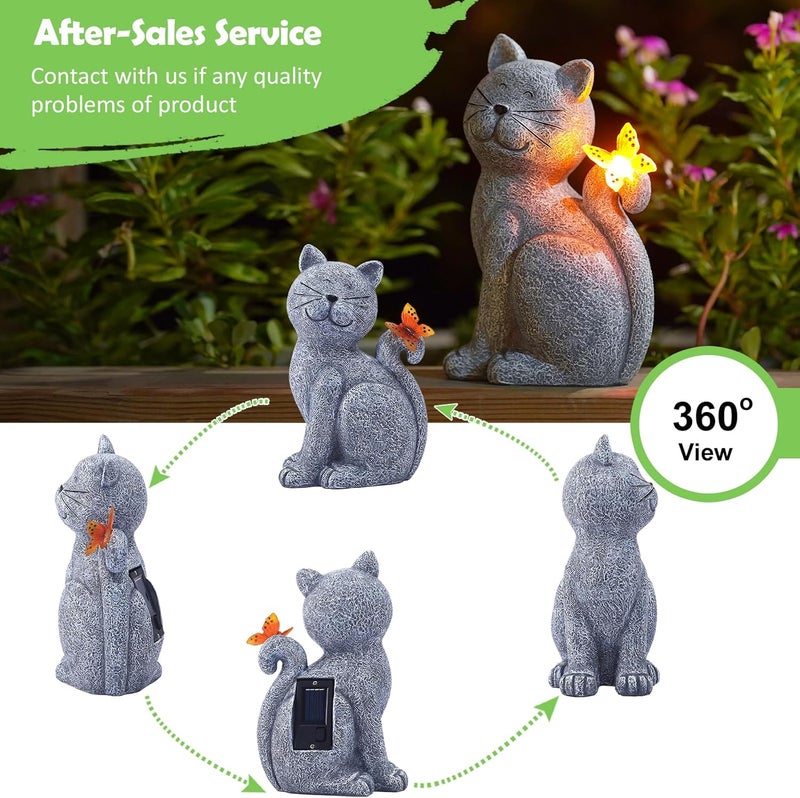 Nacome Cat Outdoor Statues for Garden: Outside Decor with Butterfly Clearance for Yard Art Lawn Ornaments Porch Patio Balcony Home House for Grandma Mom Women - Image 3